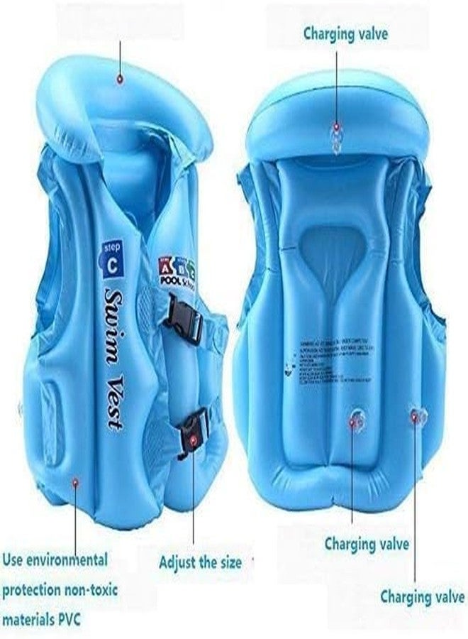 Delzon سترة سباحة للأطفال من ديلزون، سترة عائمة قابلة للنفخ مصنوعة من مادة PVC للأطفال الصغار مع واقي للرأس، سترات نجاة آمنة للأطفال مزودة بإبزيم مزدوج، سترة سباحة محمولة للأطفال، سترة سباحة للأطفال الصغار (مقاس كبير) - Image 3